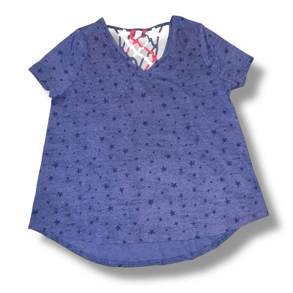 LANE BRYANT High-Low Macrame-Back Top - Plus 14/16 Medieval Blue - Picture 6 of 11